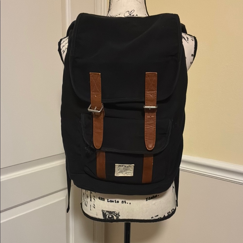 Old navy Stylish Black laptop  Backpack with Brown Accents unisex